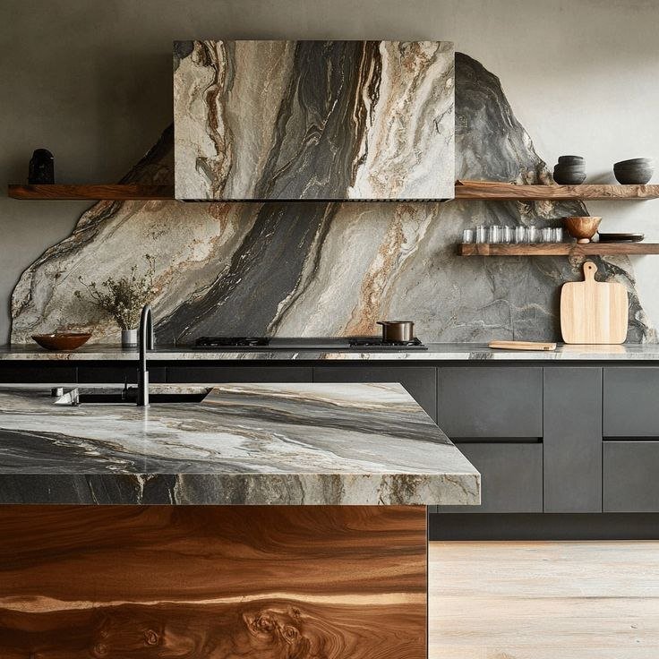 Full-Slab Backsplash — full-slab backsplash at Royale Quartz