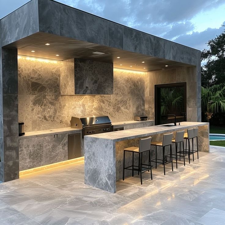 Outdoor Kitchen Surfaces — outdoor kitchen &amp; patio slabs at Royale Quartz