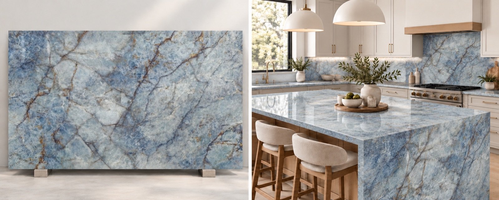 Calacatta Azul quartz slab