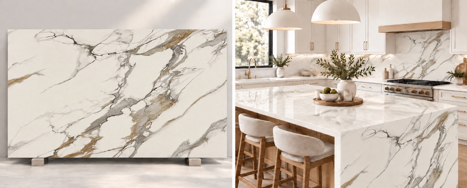 Calcatta Gold Quartz quartz slab, 3 CM