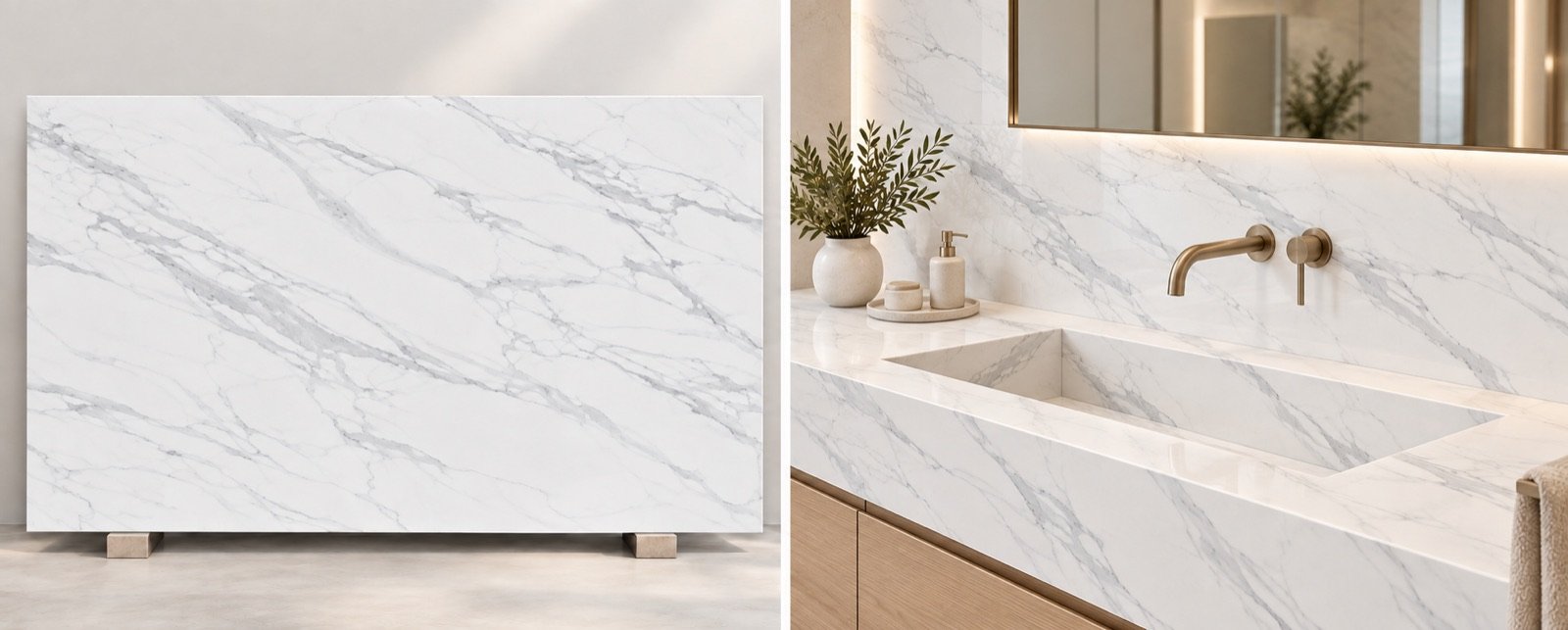 Statuario White quartz slab